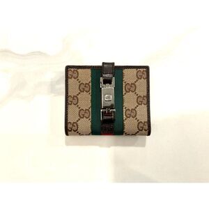 Gucci GG Canvas Web Stripe Bifold Wallet with Buckle - Authenticated